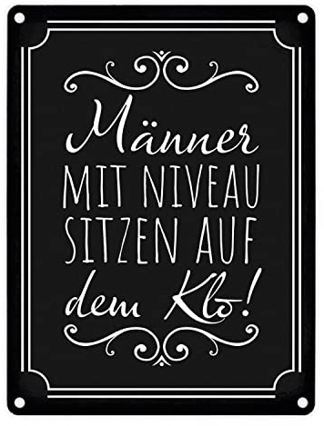 Männer mit Niveau sitzen auf dem Klo Metallschild in 15x20 cm in schwarz für die Toilette lustiges Blechschild für die Toilette für Männer die sich nicht hinsetzen zum Pinkeln