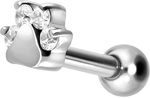 PIERCINGLINE Titan Ohrpiercing mit Innengewinde | KRISTALLPFOTE | Piercing Ohr Helix Tragus Lobe | Farb & Größenauswahl