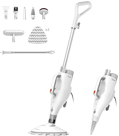 Midea MSM2115WW Scopa a Vapore, Lavapavimenti a Vapore 10 in 1, Uccide il 99,9% di Batteri senza Residui Chimici, Soddisfa Varie Scene di Pulizia; Bianco e Argento