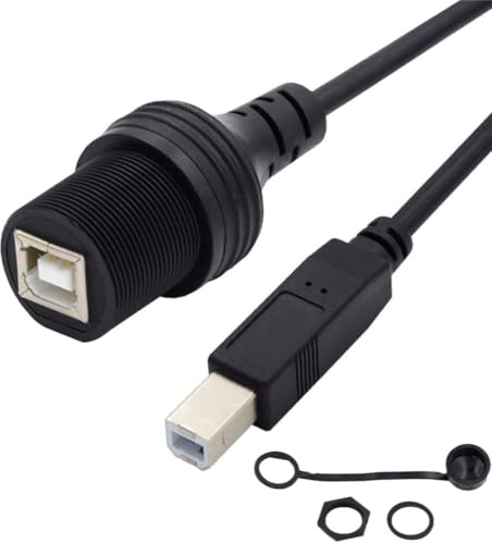 Chenyang CY Printer Scanner Waterproof Cable,USB 2.0 Type B Male to Female Extension Data Power Waterproof Dustproof Cable for Car Panel Mount Design