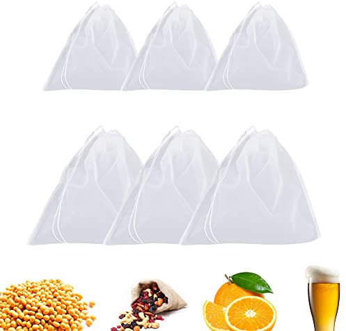 Aweisile Bier Filter 6 Stück Brew Bag Filterbeutel Brauen Siebbeutel Bier Homebrew Filterbeutel Nylon Filterbeutel Nussmilchbeutel Hopfenfilter Bier Nylon Filterbeutel zum Wein,Maische,Saft