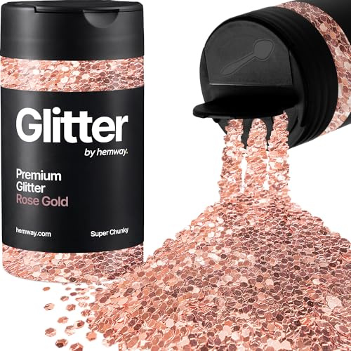 Hemway Rose Gold Glitter Shaker, 130g Super Chunky Glitter, Crafts 1/8 | for Resin & Epoxy Crafts for Decorating, Halloween, Christmas, Nail, Face, Art