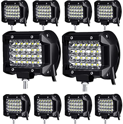 Antom 10PCS LED Arbeitsscheinwerfer 72W Scheinwerfer 12V Traktor 21600LM 9-36V 6000K Rückfahrscheinwerfer Wasserdicht IP68 für Traktor, SUV, UTV, ATV