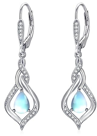 VONALA Mondstein-Ohrringe für Damen - Sterlingsilber Unendlichkeits-Mondstein-Ohrringe mit natürlichen Edelsteinen in Tropfenform - Baumelnde Ohrringe für Frauen, Teenager und Mädchen