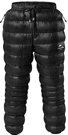 Naturehike Pantalon en duvet, pantalon bouffant pour homme et femme, pantalon d'hiver chaud pour le ski, la neige, le camping et la randonnée, Noir avec poche - XXL, XX-Large