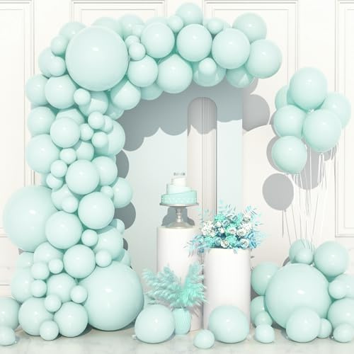 Globos Azul Teal Pastel, 106 Piezas 5 10 12 18 Pulgadas Arco Guirnalda de Globos Turquesa Verde Azulado Pastel con Cinta para Niñas Mujeres Fiesta de Cumpleaños Baby Shower Boda Aniversario Bautizo