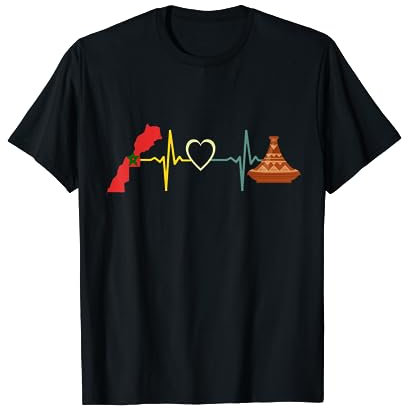 Marruecos Tajine Heartbeat - Tajine Bandera Marroquí Alimentos Camiseta