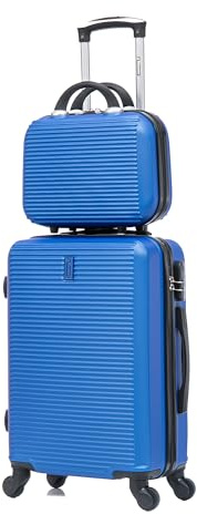 CELIMS - Handgepäck-Koffer mit Kosmetikkoffer 30 cm, zugelassen bei 100+ Fluggesellschaften | Kleiner Handgepäck-Koffer 55x40x20 | Blau