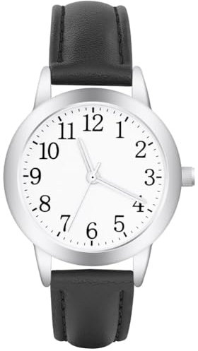 Vicloon Women's Watch, Analog Quartz Watch, Leather Strap Easy Read Tone Watch Premium Fashion Wrist Watch for Women Ladies Girls (Black)