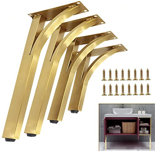 Möbelfüße Aus Edelstahl,Couchtisch Füße, Metallfüße Sofafuß Schrankfüße, Mit Schrauben, Einfache Installation, Metall Tischzubehör DIY, Verstellbar Möbelfuß, Golden 4 Stück 20cm 25cm 30cm Möbelfüße (