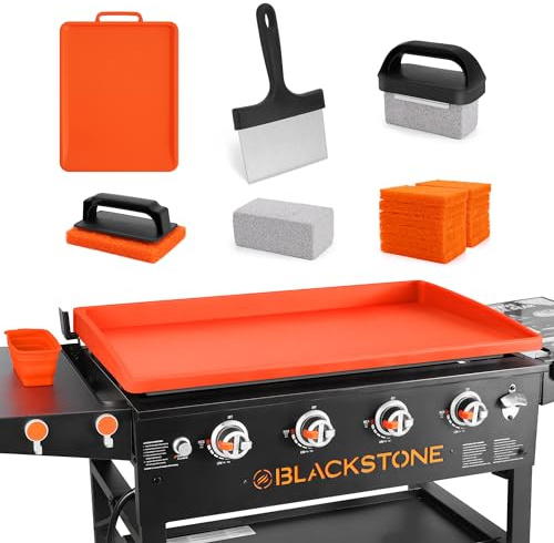 WYZJC Upgraded Blackstone Griddle Cleaning Kit, with 36 Inch Silicone Griddle Mat, Oil Cup Liner, Heat-Resistant Silicone Spatula Mat with Hanger, Griddle Scraper, Cleaning Brick, Scouring Pads