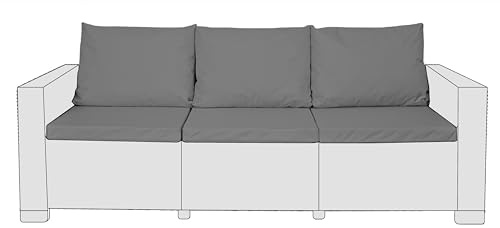 Sapphire Collection Outdoor Garden Rattan seat cushions Water Resistant Pad for Keter Allibert California Furniture Patio Chair Cushion Padding (6 Pc Grey 3 Seater)