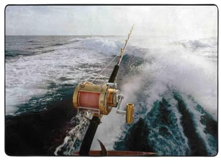 OdDdot Tappeto antiscivolo con stampa canna da pesca, tappetino da yoga, tappeto per pavimento decorazione per la casa per soggiorno camera da letto 203 x 148 cm