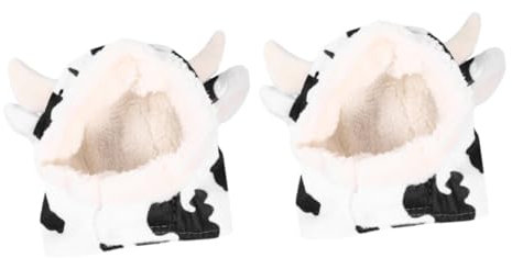 VANZACK 2stücke Plüsch Kuh Kostüm Hut Für Hunde Cosplay Party Zubehör Süßer Tierkopf Für Halloween Und Geburtstagsfeiern