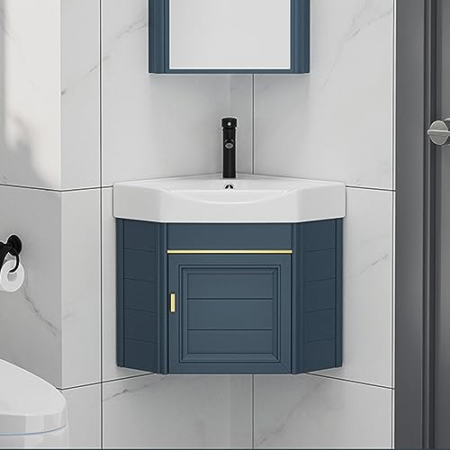 Badezimmer-Waschtisch, Wandwaschbecken, Schrank mit Keramikwaschbecken, Eckwaschbecken, modernes schwebendes Waschbecken für kleine Räume, weiße