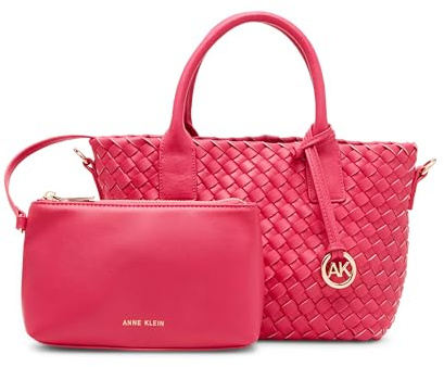 Anne Klein Woven Small Tote with Pouch, Bolsa de Mano para Mujer, S