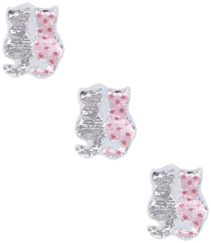 SEWACC 3stücke Katzen Pailletten Aufnäher Wende-sequins Für Kleidung Taschen Und Accessoires Farbwechsel Patch Für T-shirts Jeans Jacken Und Mehr