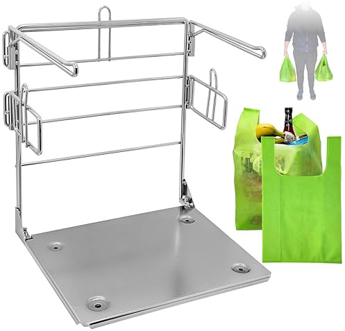 Hatovo Plastic Grocery Bag Holder Stand - T Shirt Rack - Fits 11-1/2W x 6 D x 21 H - Includes 2 Reusable Shopping Bags
