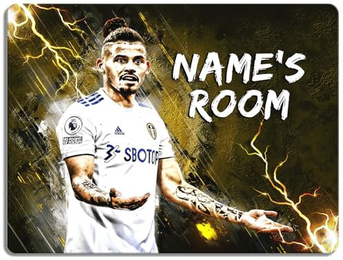 Personalised Phillips Bedroom Door Sign Football Legend Room Name Plaque Children's Boys Leeds Football Player Kids Birthday Gift NLD28