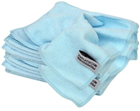 Tek Automotive Blue 220GSM Microfibre Valeting Cloths 40x40cm – Pack of 10 Lint-Free Car Detailing Cloths for Interior, Glass & Trim