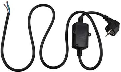 Sefdrert FI-Schutzschalter Steckdose Fehlerstromschutzschalter Stecker mit Kabel,Personenschutz Adapter EU Stecker Schwarz