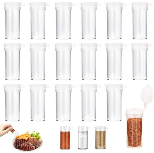 17 Stück Mini Salzstreuer, Salzstreuer Klein für Unterwegs, 6g Plastik Salzstreuers mit Deckel für Reise Camping Gewürze Set, Mini Gewürzstreuer für Salz und Pfefferstreuer