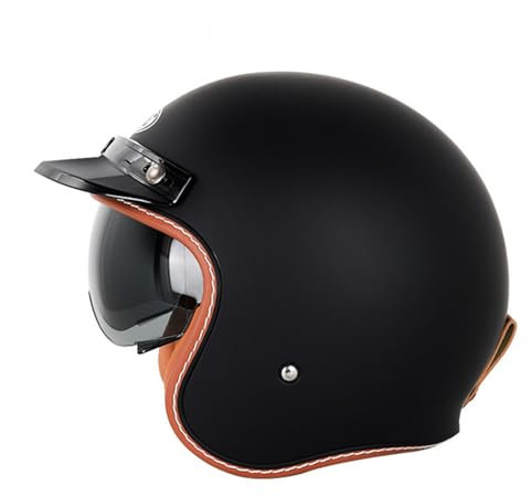 OZXDKJ Motorradhelm Klapphelme, Motorrad Halbhelme Herren Damen, Vintage Motorrad Mit Visier Open Face Helme, DOT/ECE-Zulassung Motorrad Offener Helme, Chopper Scooter Moped Helme,M=(57-58cm),CC