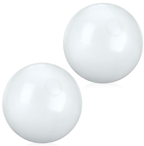 kymqlyw 2 Pcs Inflatable Beach Ball 20 inch Swimming Pool Balls Summer Outdoor Decor Ball Ornaments Floatable Ball for Swimming Pool Birthday Party Supplies (White)