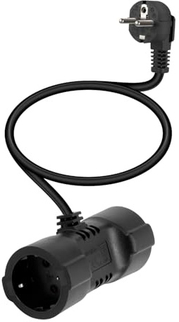 YANBORONSN Cavo di prolunga protettivo con doppia presa Schuko a 2 vie, cavo di alimentazione a contatto protettivo da 1 a 2 16A / 250V per PC, laptop, stampanti, (nero, breve)