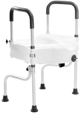Toilettensitzerhöhung, Toilettensitzerhöhung mit Armlehne Sicherheitsrahmen für Ältere Menschen, mit Armlehnen, Hebebühne 110mm, 150Kg Gewichtskapazität für Toiletten