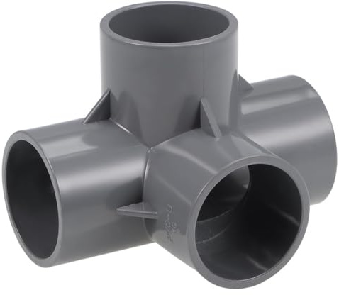 TOP-VIGOR 4Pcs 4-Way Elbow PVC Pipe Fitting, 40mm Tee Corner Fittings Connectors, 4 Way Tee Slip Pipe Splices Right Angle Connector for Garden Water Pipe Connection, Grey