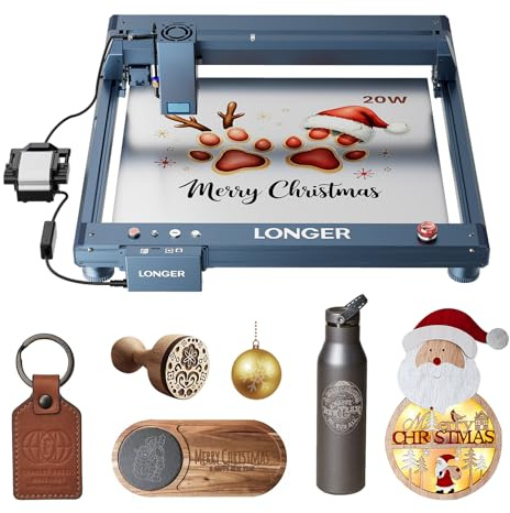LONGER B1 Lasergravierer, 20W, 45 x 44 cm Arbeitsbereich, Dunkelgrün | Automatische Air Assist, CNC-Steuerung, Metallgravur, Acryl- und Glasbearbeitung, Holz- und Lederbearbeitung, Laser Cutter