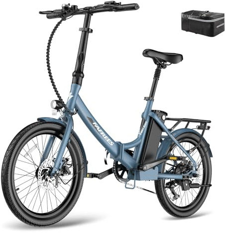 Fafrees F20 Light E Bike hopfällbar cykel 20 tum, elcykel 36 V 16,75 Ah, City E-cykel män kvinnor 250 W 25 km/h, Pedelec e-cykel vikbar cykel räckvidd upp till 65–130 km (blå)