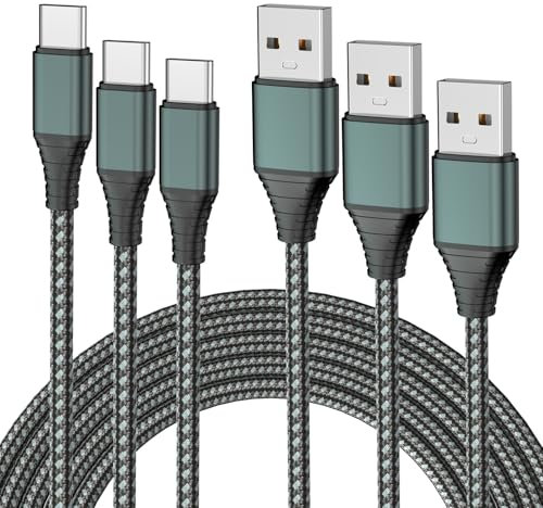 TIGOJH 3-Pack 1M USB C Cable 3A Fast Charge, USB A to Type C Charger Cord Braided for iPhone 16/15,Samsung Galaxy S10 S9 S8 Plus, Note 10 9 8, LG V50 V40 G8 G7