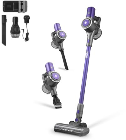 Swan SC15827N Dust Master Cordless Anti-Tangle Vacuum Cleaner with 2 Speed Control, Multi-Cyclonic Suction, Rechargeable Battery, 2-in-1 Crevice Tool, Long Nozzle & Wall Mount Kit 22.2V, Purple