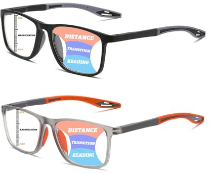 Hubeye Gafas de lectura deportiva para mujeres y hombres ultraligeras anteojos de lectura gafas anti luz azul (Negro+Naranja, 1.50)