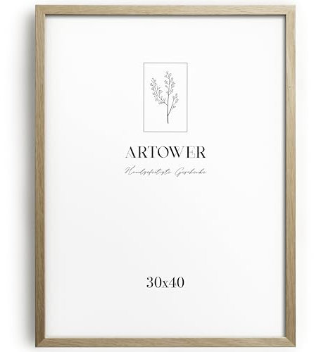Artower Bilderrahmen für 30x40 cm | Natur Holz Eiche | Mit bruchsicherem Acrylglas | Fotorahmen Groß | Oak Wood Picture Frame | Bilderrahmen