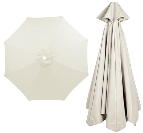 Garden Umbrella Parasol Top Fabric Cover Sunshade Cloth, 6 8 Ribs 200 230 250 280 300 350 CM, Large Patio Umbrella Weatherproof UVAnti, Canopy Replacement Cantilever Parasol Cover(Offswhite,2.7M/8Ribs