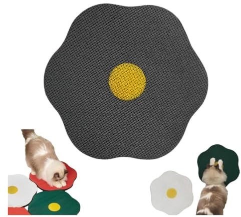 Rascador de pared con forma de flor para gatos, tapete de cartón corrugado para protección de muebles (negro)