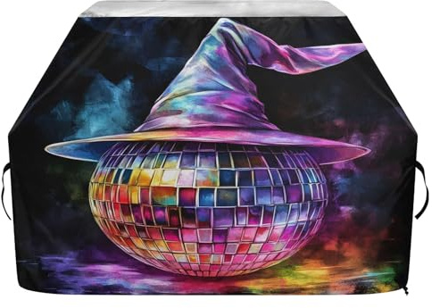 Cubierta de parrilla de alta calidad, impermeable, resistente a la decoloración, resistente a la decoloración, se adapta a anchos de parrilla de hasta 25 pulgadas, bola de color Magic Hat