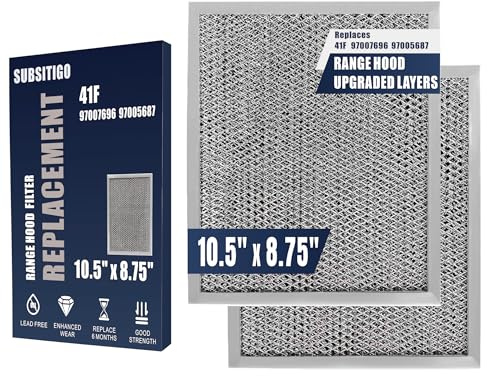 97007696 41F UPGRADED Range Hood filter 10.5 x 8.75 for Nutone Kitchen Exhaust Fan Filter Hood Filters for Broan Hood Filter Replacement Kitchen Exhaust Stove Fan Cover 10.5 x 8.75 2 PACKS