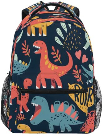 Ryggsäck dinosaurie och gräs dagsryggsäck klassisk skolryggsäck unisex skolryggsäck för tonårsålder arbetsresa högskola 29 x 40 cm