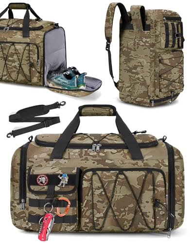 RAINSMORE 45 l sportväska för män och kvinnor, 3-i-1 resväska med skofack våtfack, vattentät gym duffle väska, träningsväska för utomhus, fitness, resor, 54 cm x 30 cm x 29 cm, Klassisk