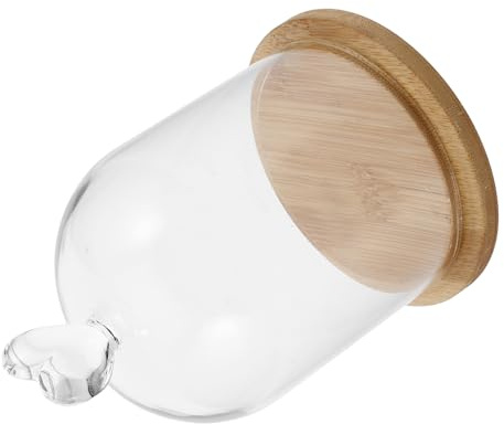 COOPHYA Cloche en Verre Élégante de Cœur avec Socle en Bois, pour L'exposition de Fleurs Éternelles et Bougies Parfumées la Décoration Intérieure