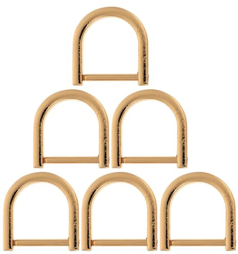 Uonlytech 6 Anillos en D Dorados de Aleación de Zinc Resistentes y Desmontables para Reparación de Bolsos y Collares de Mascotas Grillete de Rosca