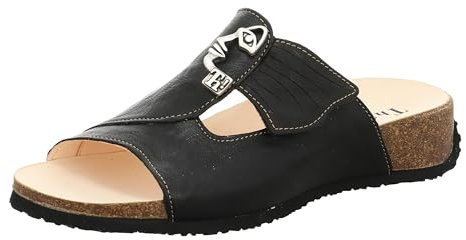 Think! Damen MIZZI chromfrei gegerbte nachhaltige Pantolette, SCHWARZ/KOMBI 0010