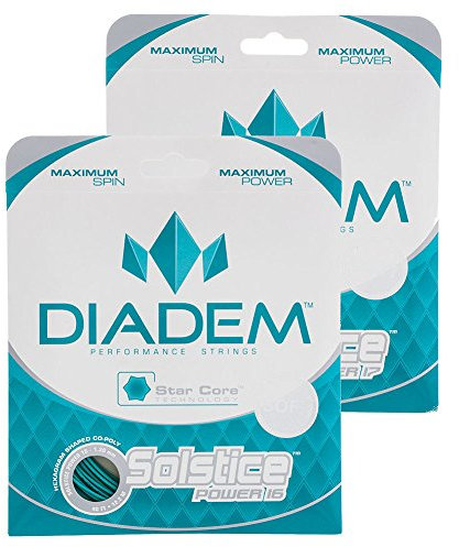 Diadem Solstice Power Tennis String Set | High Spin Co-Poly String, 12,2 m, 12,2 m, blågrön (16 L, 1,25 mm)