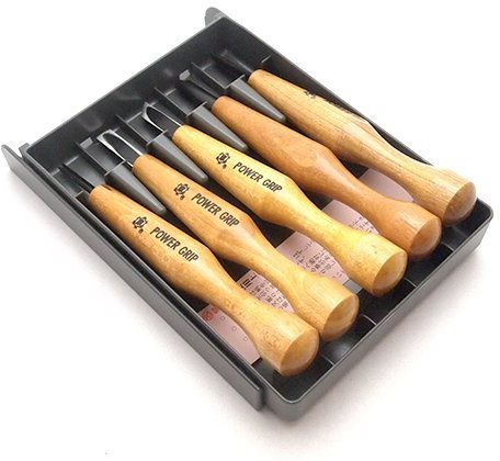 (Right hand)Mikisyo Cutlery/Japanese Power grip chisel 5 pcs/Gray Plastic case by Mikisyo