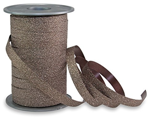 PRÄSENT 18509-523 POLY GLITTER Ringband brun, 100 m lätt veckande presentband, bredd, dekorativt band för pyssel och inslagning av gåvor, för festliga tillfällen, 100 m spole 10 mm, meter