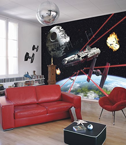 Komar - Fototapete STAR WARS MILLENNIUM FALCON - 368 x 254 cm - Tapete, Wand, Dekoration, Wandbelag, Wandbild, Wanddeko, Galaxy, Erde, Raumschiff - 8-489